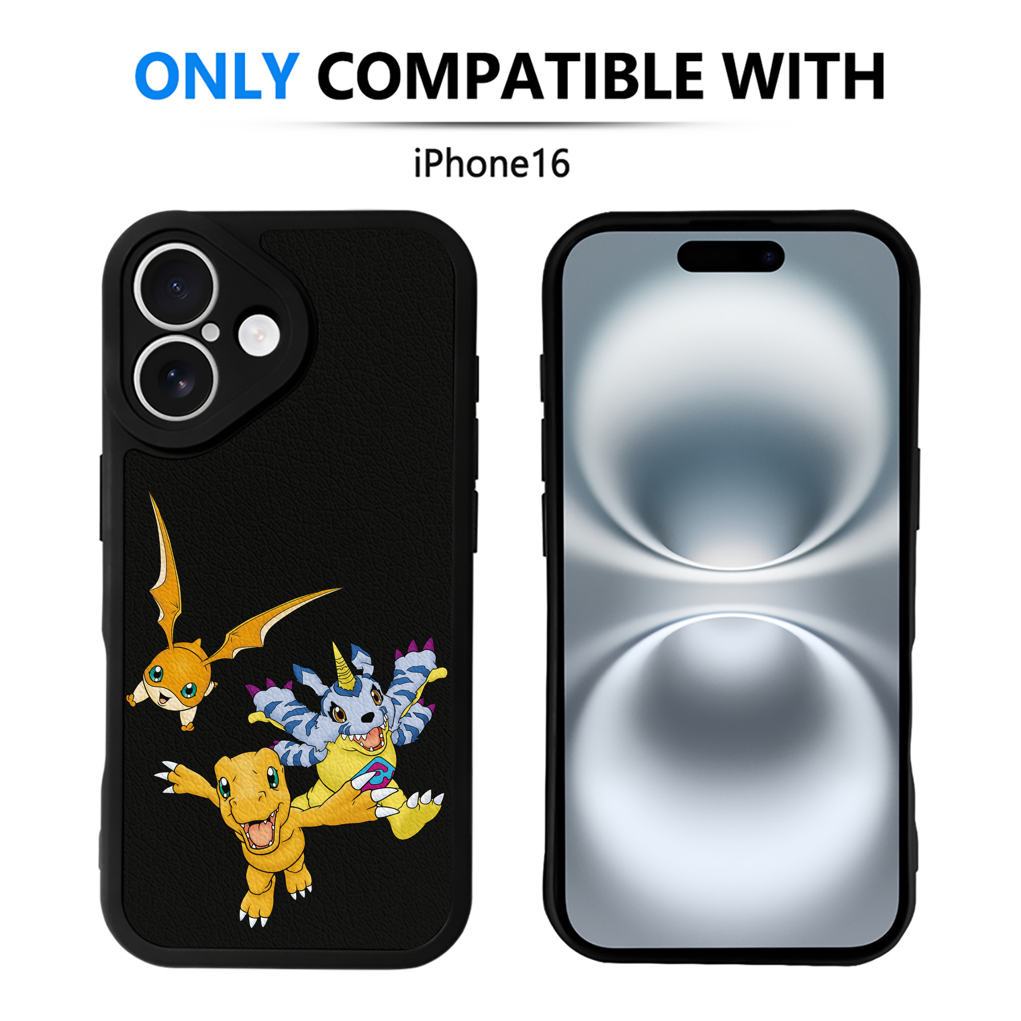 （画像用） Digimon デジタルモンスター/デジモン 【iPhone 16シリーズ対応】シリコンスマホケース（レザー調） 材質：シリコン